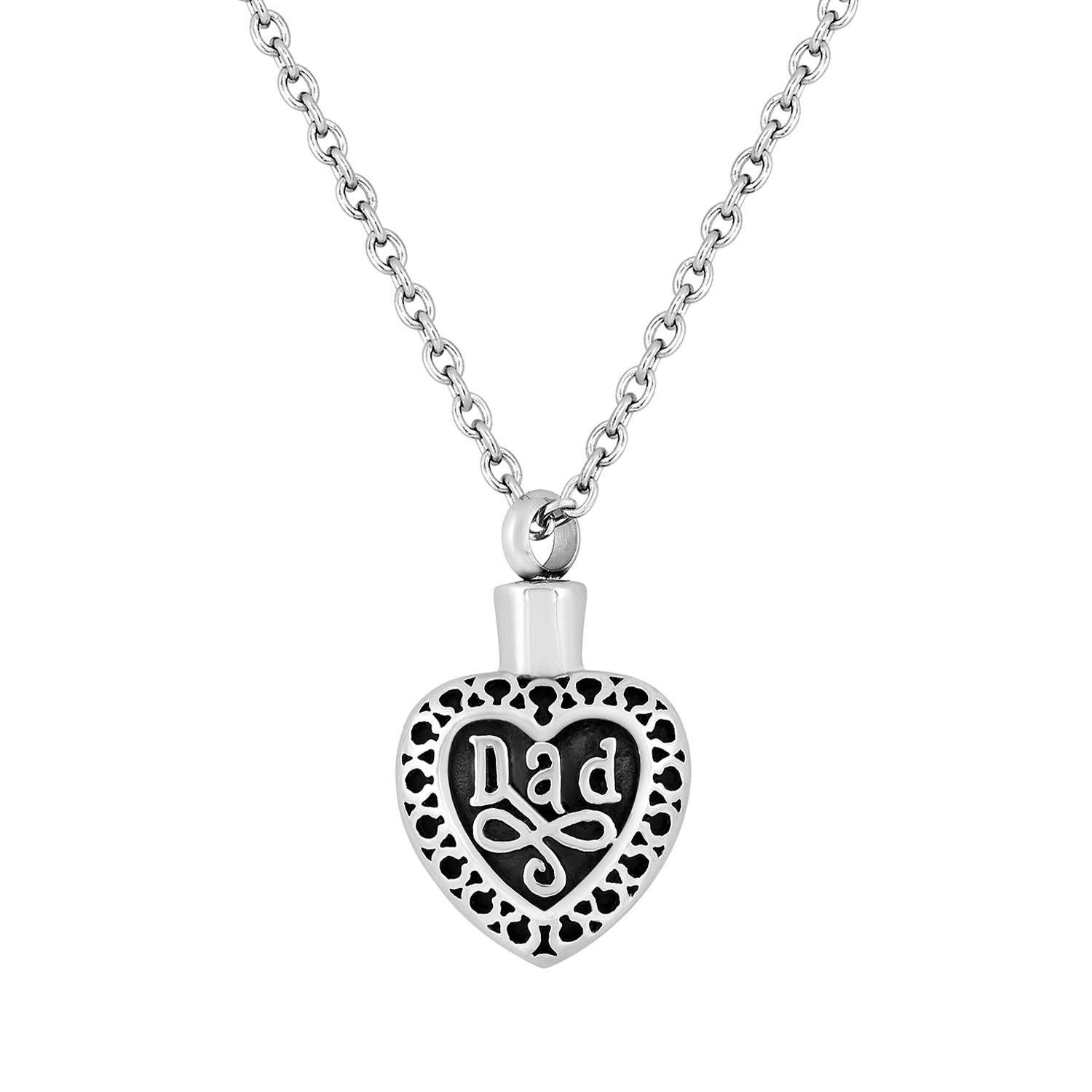 Cremation Jewelry Necklace for Ashes - Dad Heart
