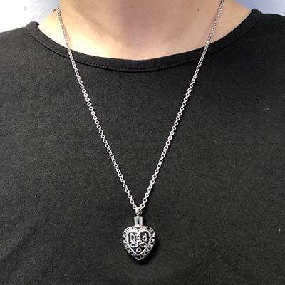 Dad Heart Cremation Necklace that holds ashes. Buy Cremation jewelry from Forever in My Heart.
