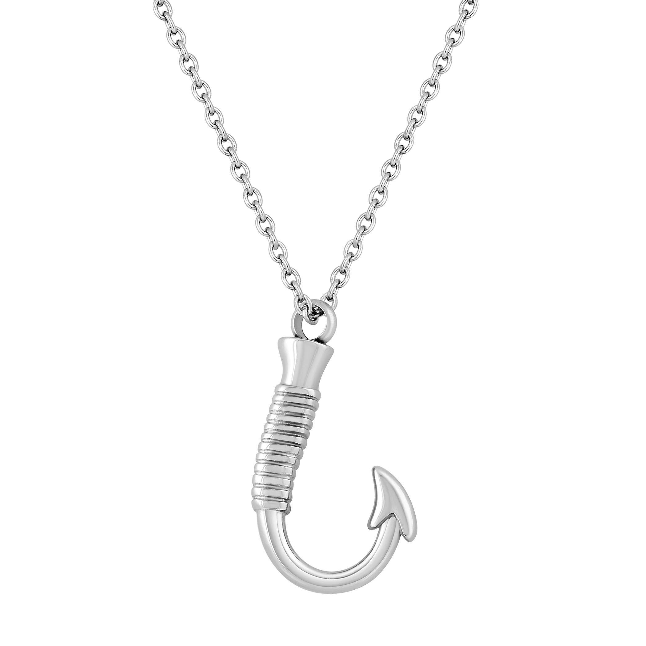 Fish Hook Urn Necklace For Ashes Cremation Pendant, Fishing, 47% OFF