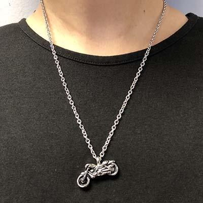 Motorcycle Cremation Necklace that holds ashes. Buy Cremation jewelry from Forever in My Heart.