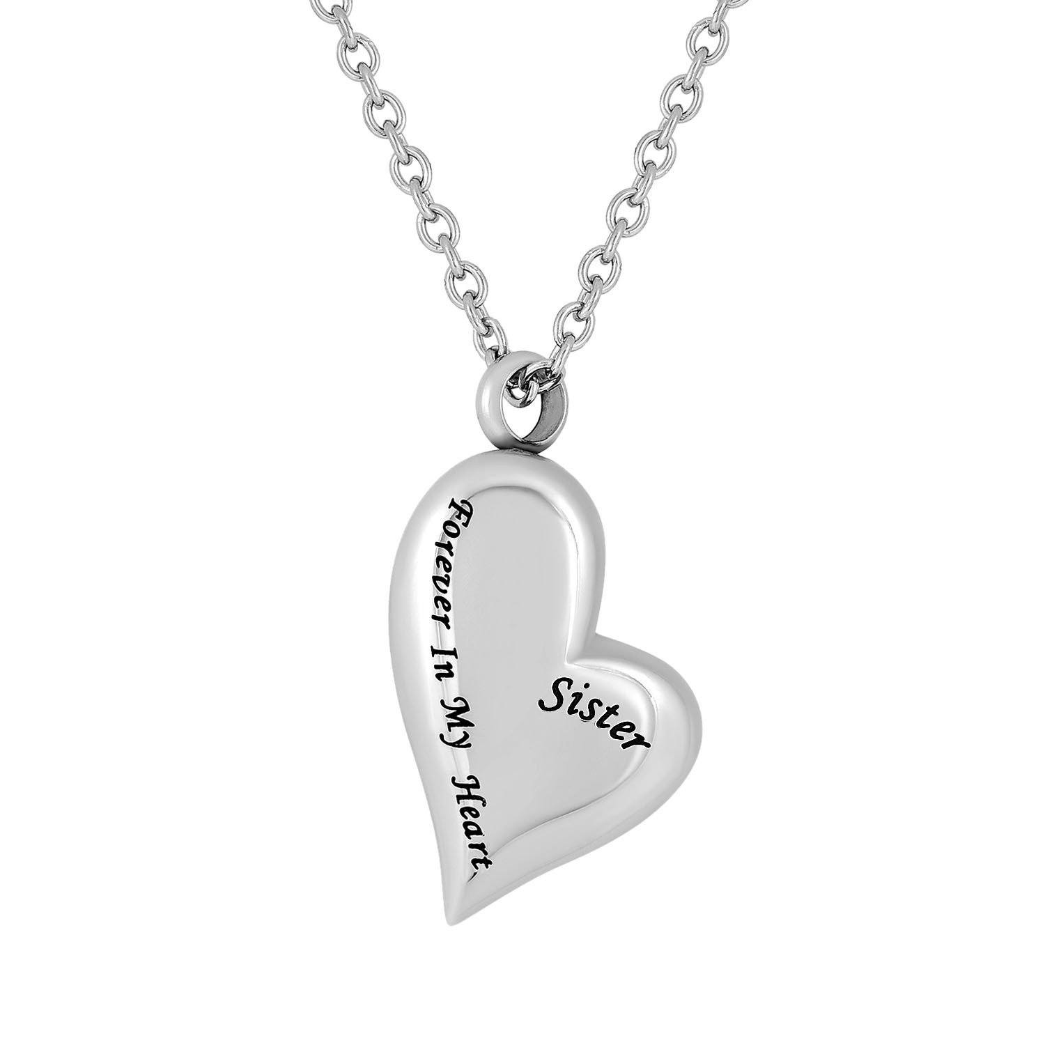 Bead World Crescent Always My Sister Forever My Friend w/ Hearts Sterling  Silver Pendant 15mm - Bead World Incorporated